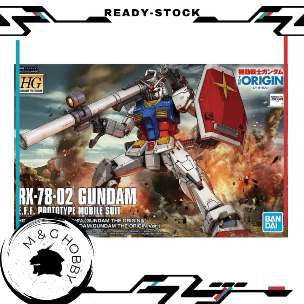 【 Ready Stock 】Bandai HG 1/144 RX-78-02 Gundam (Gundam The Origin Ver.)Model Kits <万代 HG GTO 1/144 RX-78-2 元祖高达 拼装模型>