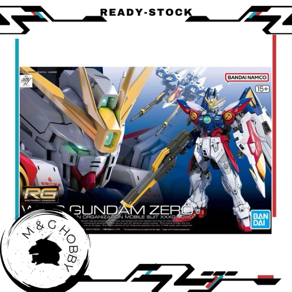 【 Ready Stock 】BANDAI RG 1/144 Wing Gundam ZERO Plastic Model Kit <万代 RG 1/144 飞翼高达零式 飞翼零式 高达W 拼装模型>