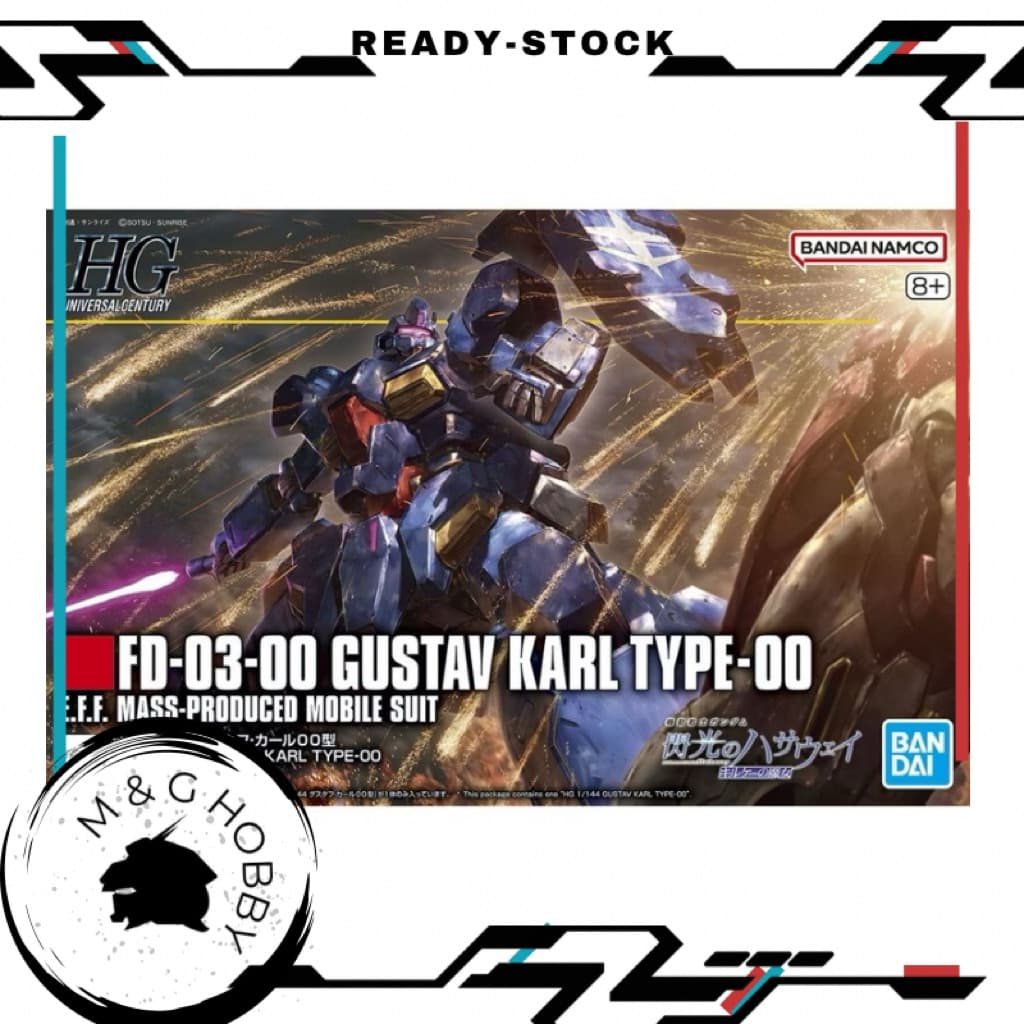 【 Ready Stock 】Bandai HGUC 1/144 Gustav Karl Type 00 Model Kit <万代HG 1/144 古斯塔夫 卡尔00型 闪光的哈萨维 拼装模型>