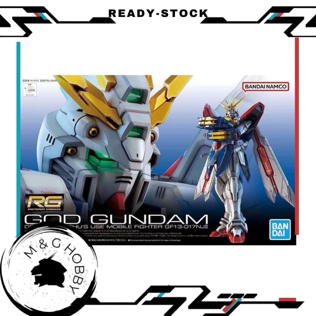 【 Ready Stock 】BANDAI RG 1/144 Burning Gundam / God Gundam Model Kit < 万代 RG 1/144 神•高达 拼装模型>