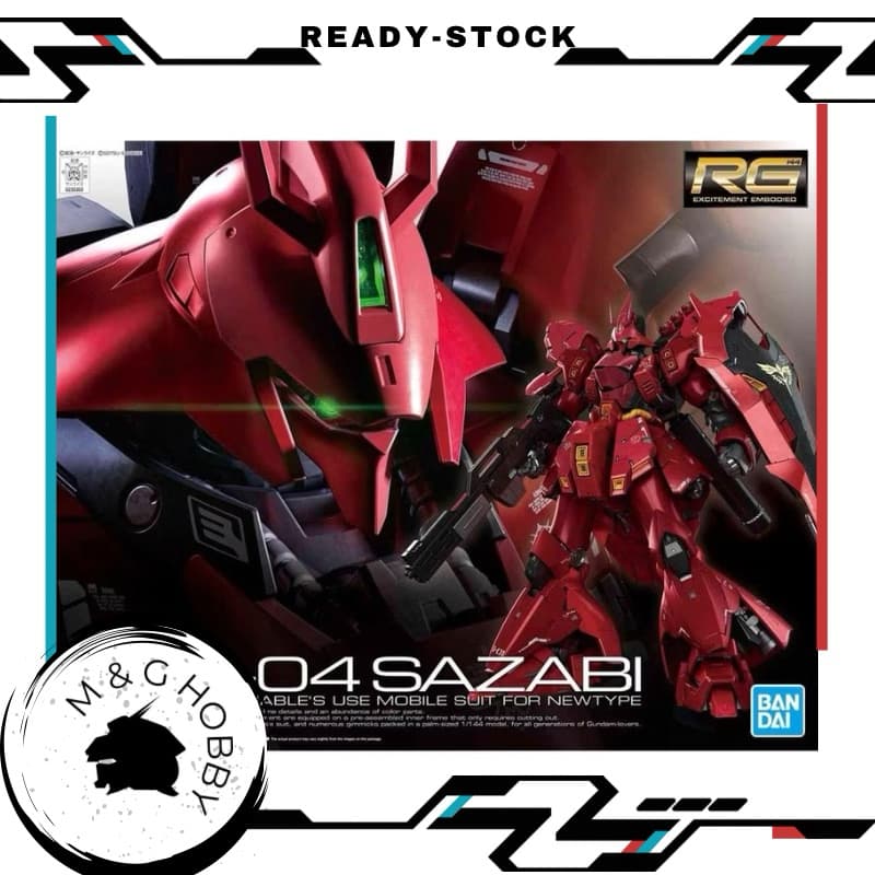 【 Ready stock 】Bandai RG 1/144 MSN-04 Sazabi < Neo Zeon Char Aznable’s Use Mobile Suit For Newtype >